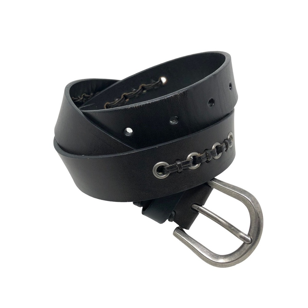 Dockers Womens Leather Belt Dark Brown Size Medium Studded Woven Detailing